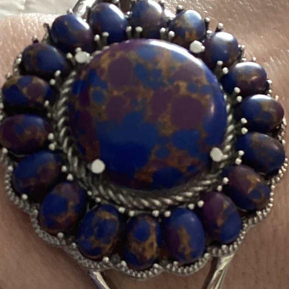 NWOT – Pure Stainless steel, Large round & oval Purple Dahlia bangle bracelet - Picture 5 of 16